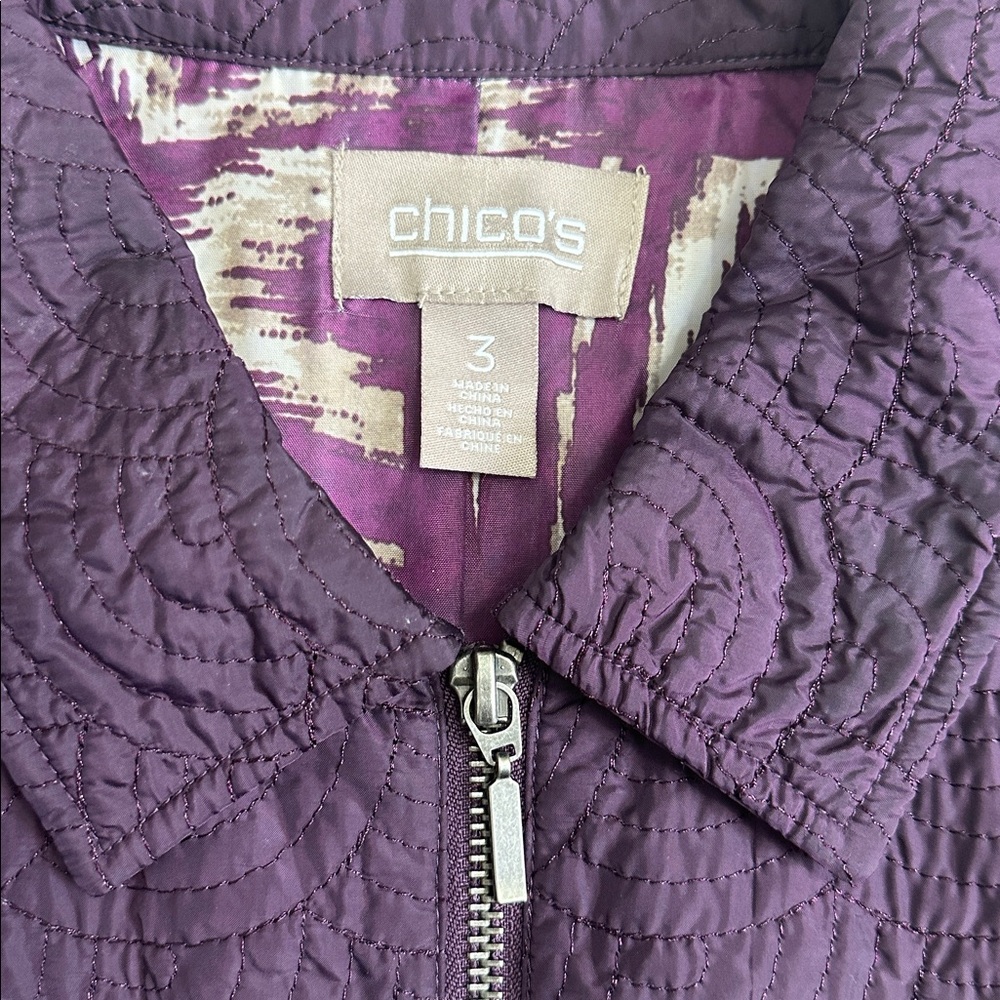 Chico’s Purple Lightweight Quilted Full‎ Zip Vest Womens Size 3 XL Pockets - Picture 4 of 11